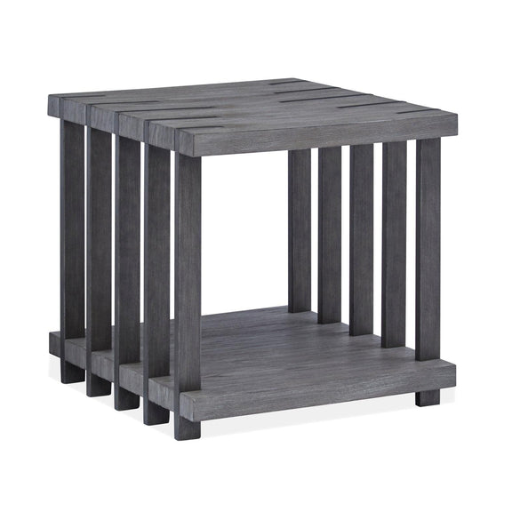 Magnussen Home Eldridge Weathered Gravel And Satin Bronze Rectangular End Table