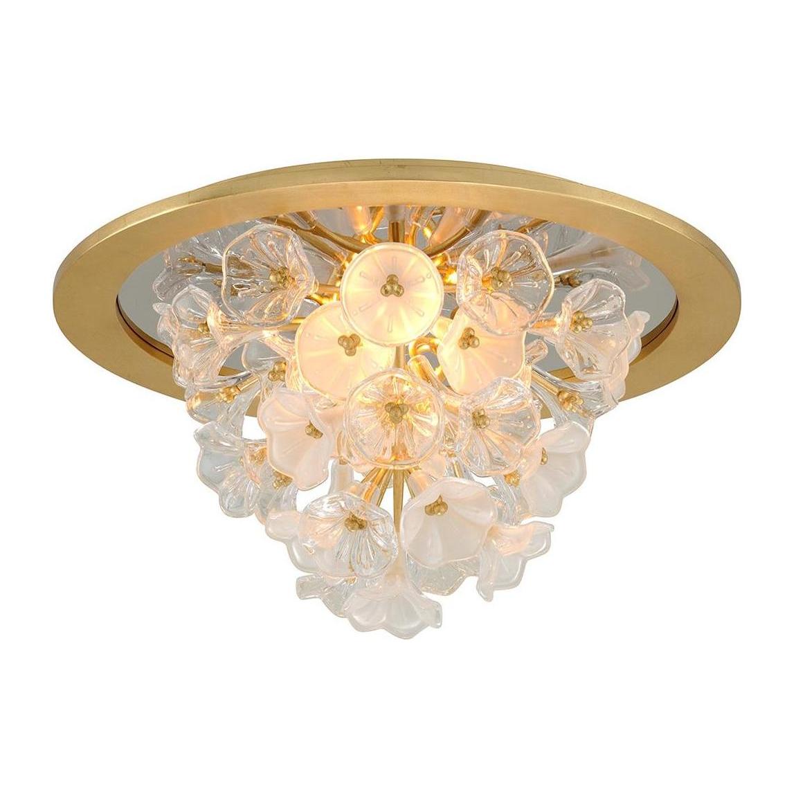 Corbett Jasmine 3 Light Gold Leaf Flush Mount Ceiling Light