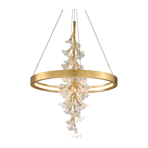 Corbett Jasmine 1 Light 28 inch Gold Leaf Chandelier Ceiling Light