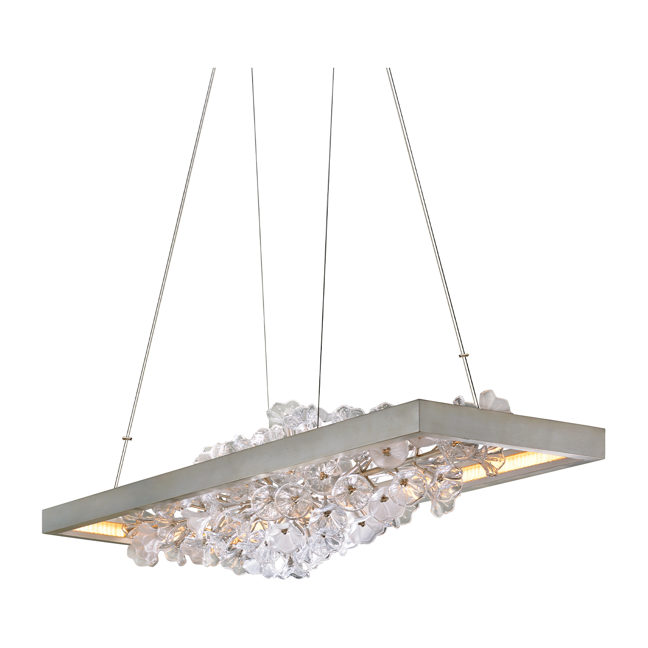 Corbett Jasmine 1 Light Silver Leaf Linear Ceiling Light