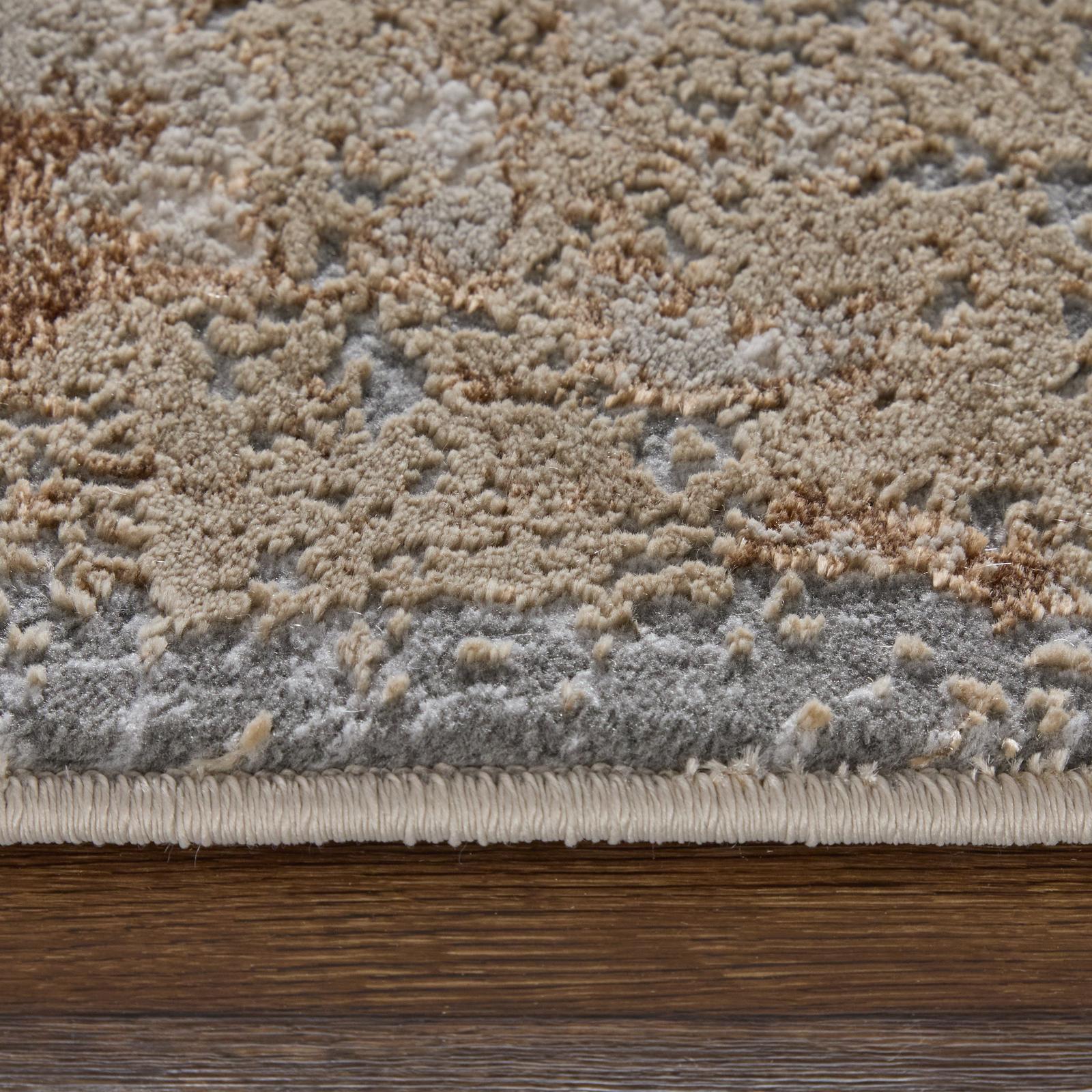 Feizy Aura 3567F Modern Abstract Rug in Ivory/Gold/Gray