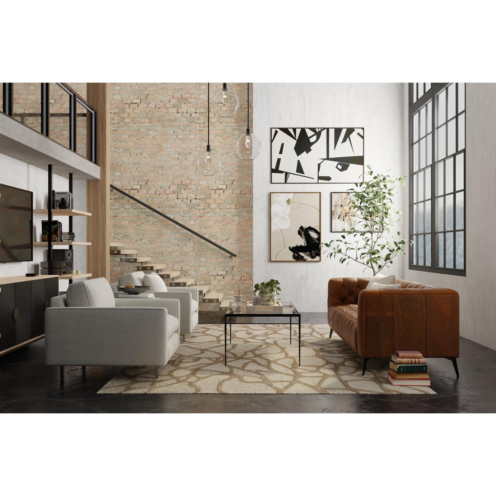 Feizy Kimball 8A32F Transitional Abstract Rug in Ivory/Brown/Tan