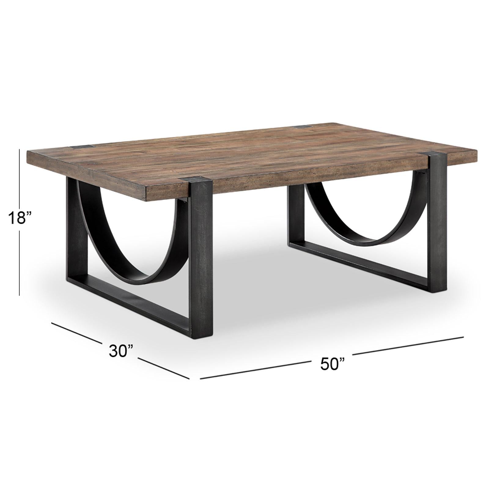 Magnussen Home Bowden Rustic Honey And Distressed Iron Rectangular Cocktail Table