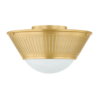 Hudson Valley Lighting Elsmere 1 Light Aged Brass Flush Mount Ceiling Light