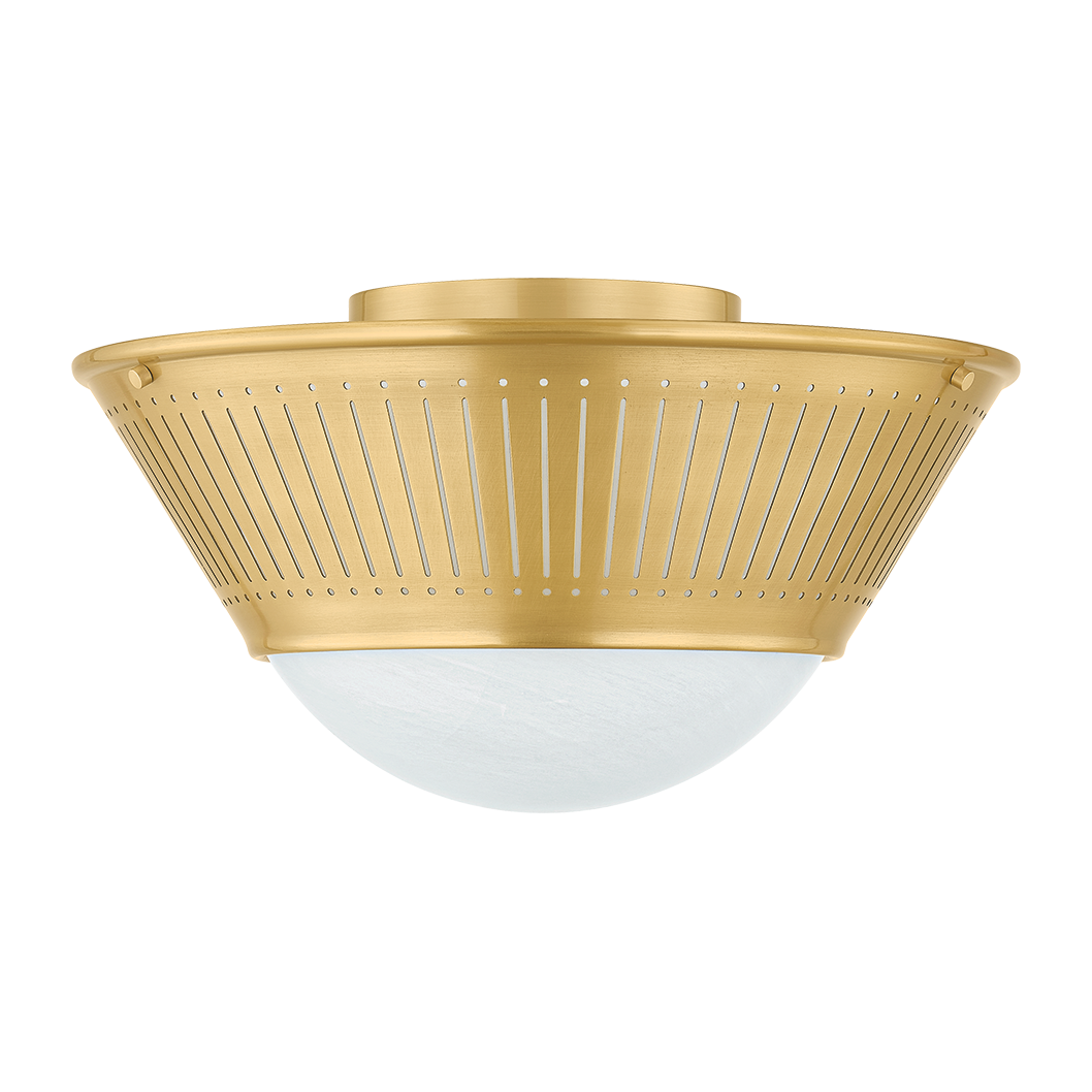 Hudson Valley Lighting Elsmere 1 Light Aged Brass Flush Mount Ceiling Light