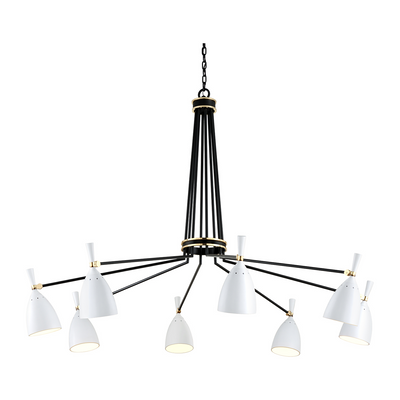 Corbett Utopia 8 Light Black Brass Off White Shades Chandelier Ceiling Light Clearance