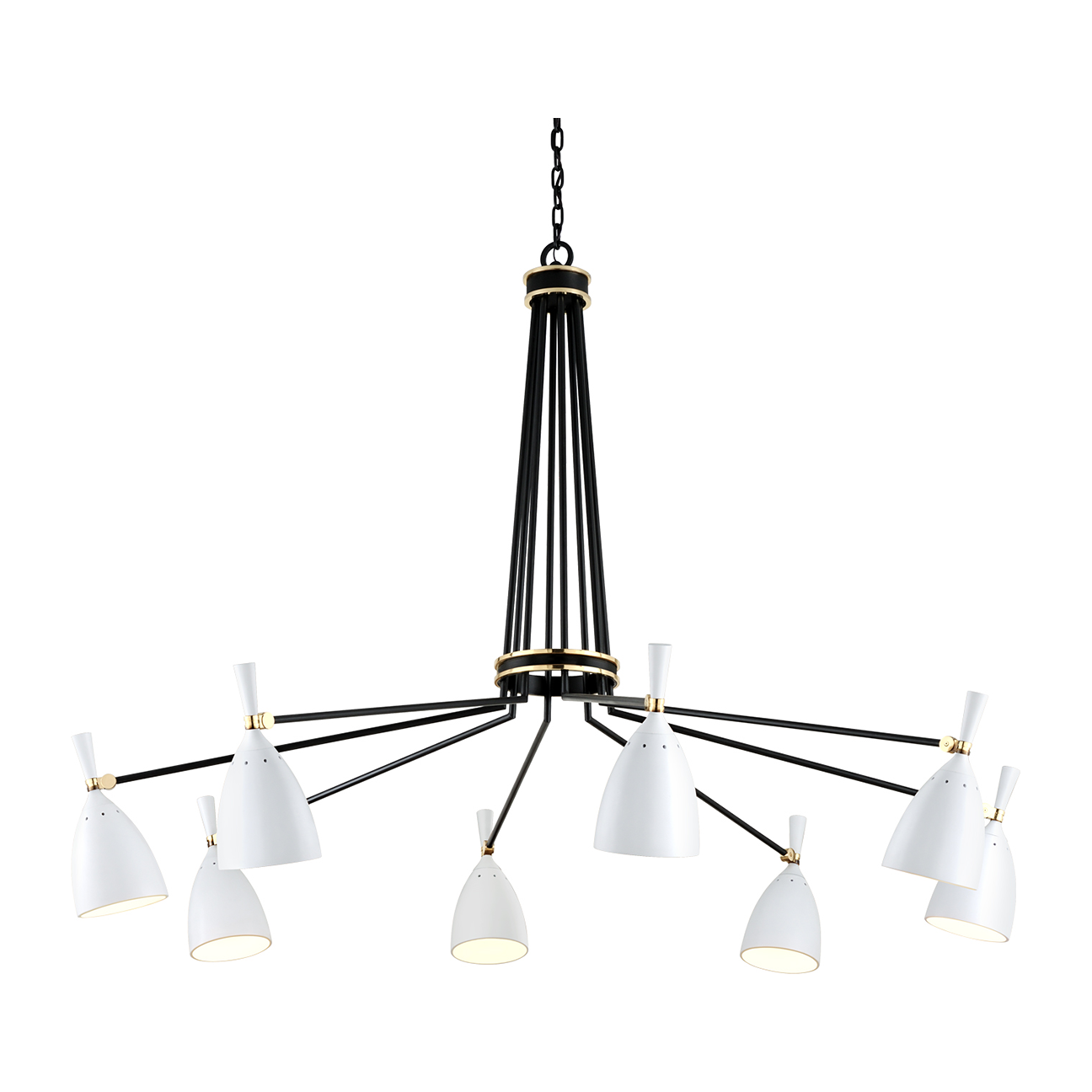 Corbett Utopia 8 Light Black Brass Off White Shades Chandelier Ceiling Light Clearance