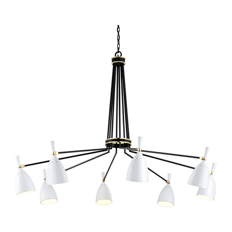 Corbett Utopia 8 Light Black Brass Off White Shades Chandelier Ceiling Light Clearance