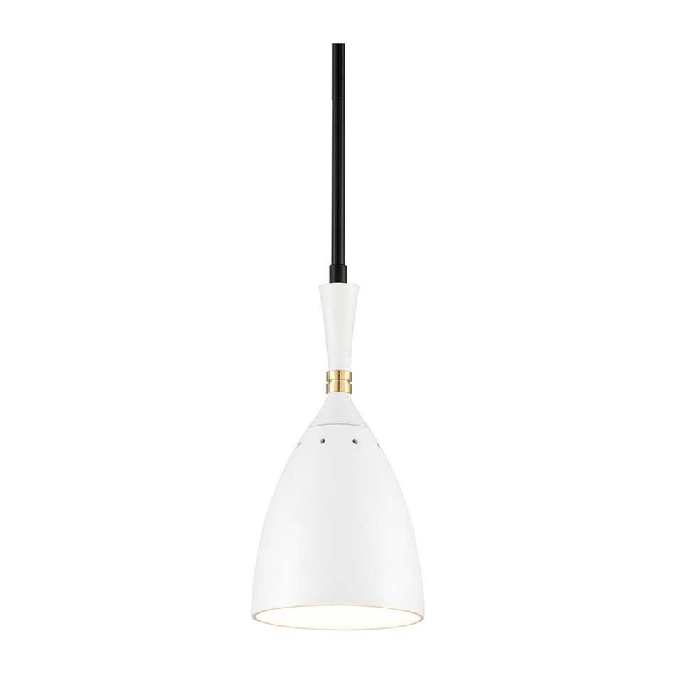 Corbett Utopia 1 Light Black Brass Off White Shades Pendant Ceiling Light DSC