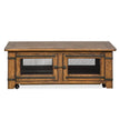 Magnussen Home Chesterfield Farmhouse Timber Lift Top Storage Cocktail Table With Casters