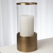Global Views Antique Brass Plaid Etched Glass Hurricane