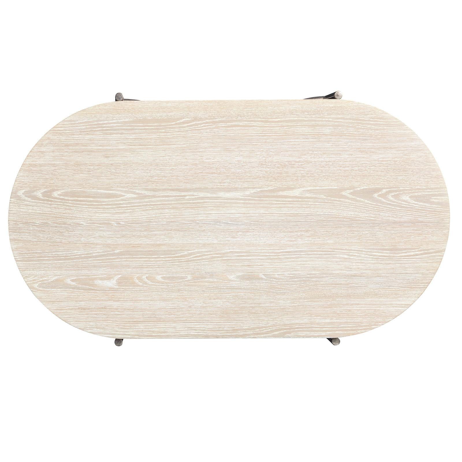 Magnussen Home Jennings Edgecomb Grey And Weathered Antique Nickel Oval Cocktail Table With 2 Ottomans