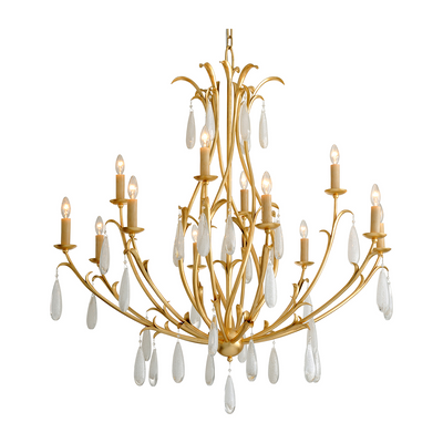 Corbett Prosecco 12 Light Gold Leaf Chandelier Ceiling Light