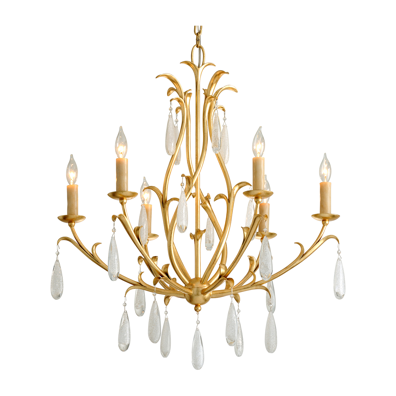 Corbett Prosecco 6 Light Gold Leaf Chandelier Ceiling Light