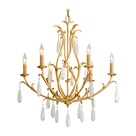 Corbett Prosecco 6 Light Gold Leaf Chandelier Ceiling Light