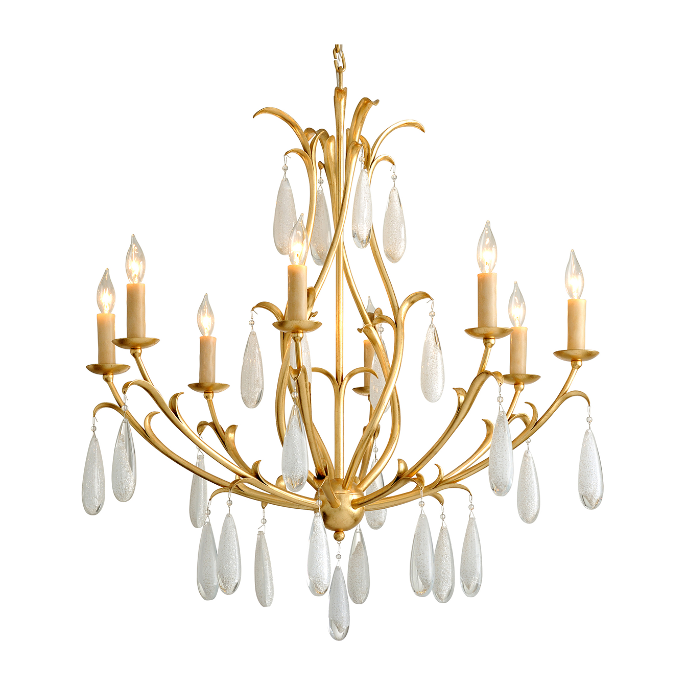 Corbett Prosecco 8 Light Gold Leaf Chandelier Ceiling Light Clearance