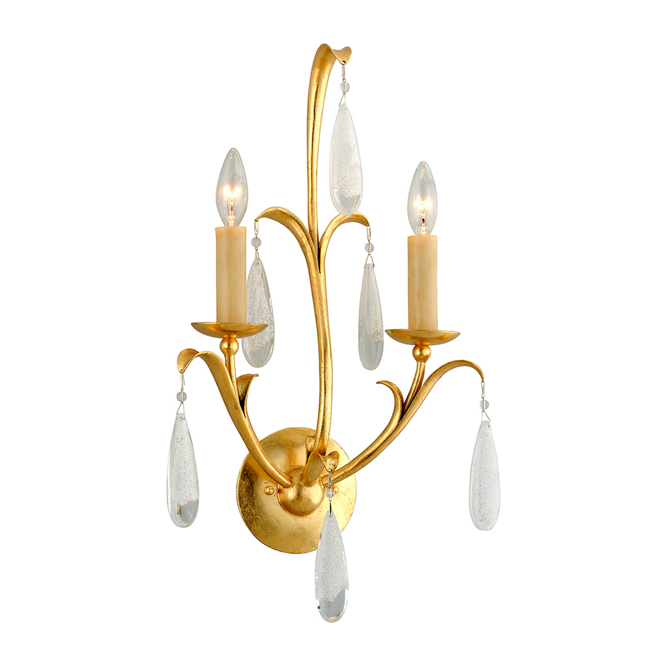 Corbett Prosecco 2 Light Gold Leaf Wall Sconce Wall Light Clearance