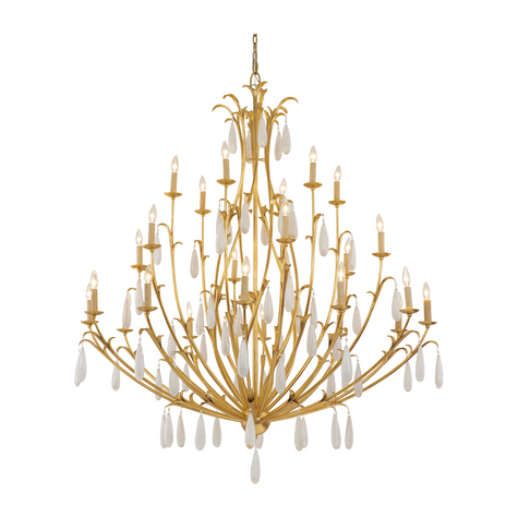 Corbett Prosecco 24 Light Gold Leaf Chandelier Ceiling Light