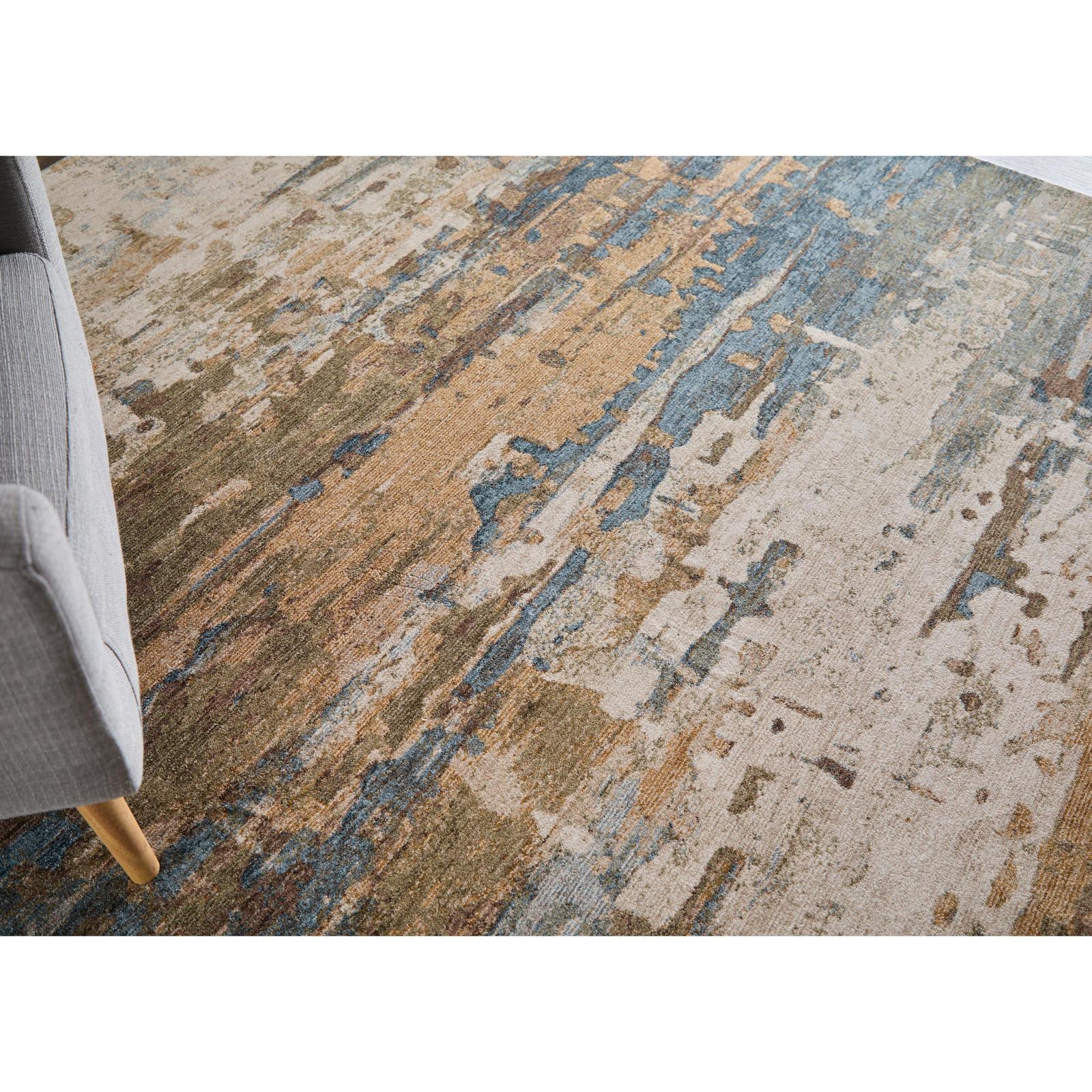 Feizy Pearson 39SCF Modern Abstract, Blue/Ivory/Brown, Rug