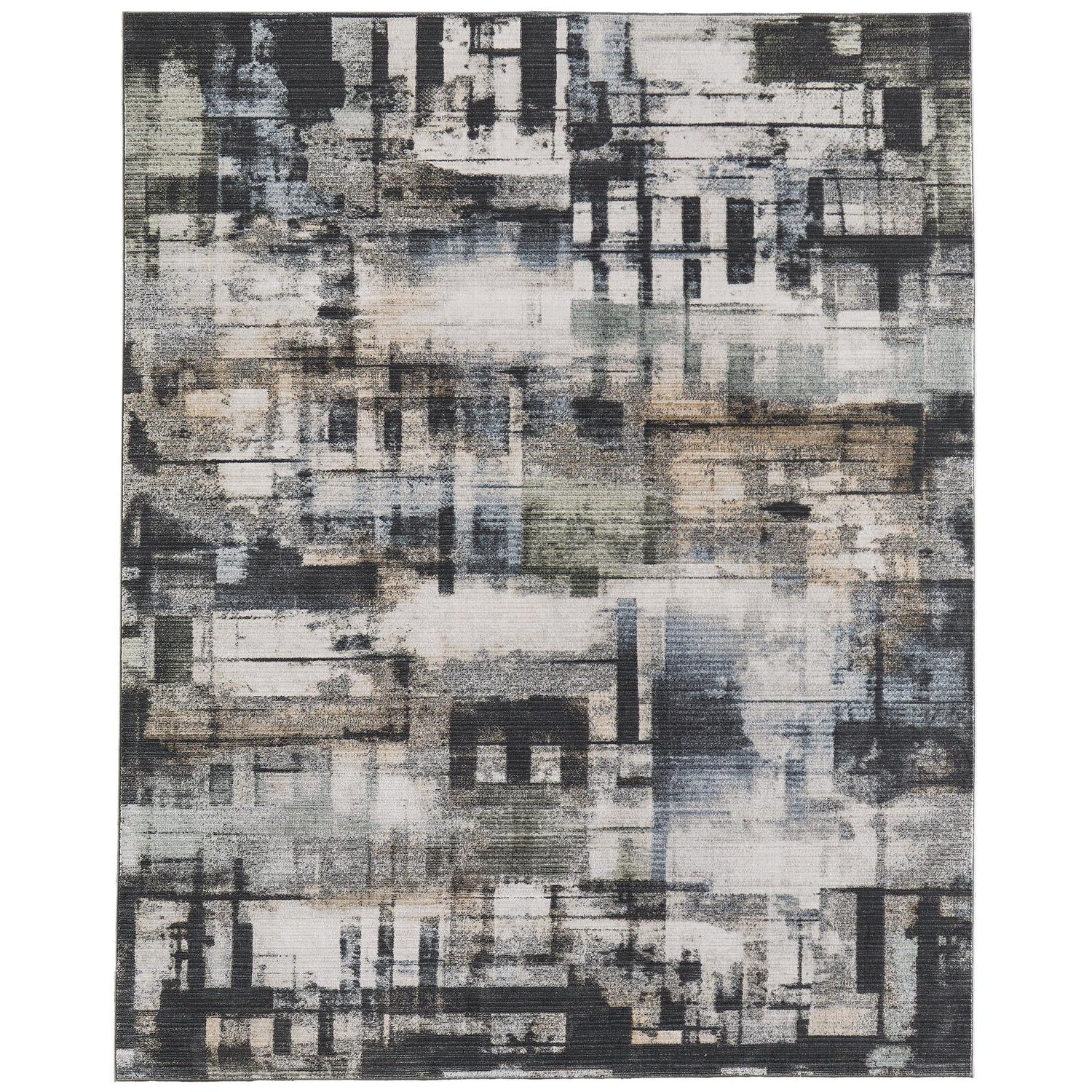 Feizy Greenwich 39U3F Modern Geometric, Black/Ivory/Blue, Rug