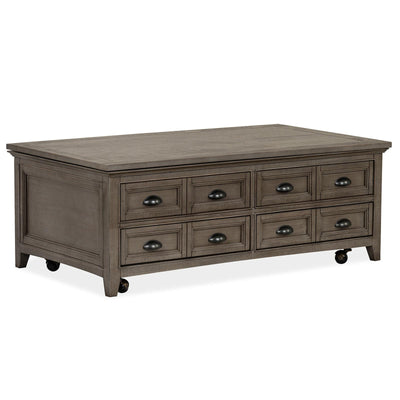 Magnussen Home Paxton Place Dovetail Grey Lift Top Storage Cocktail Table With Casters
