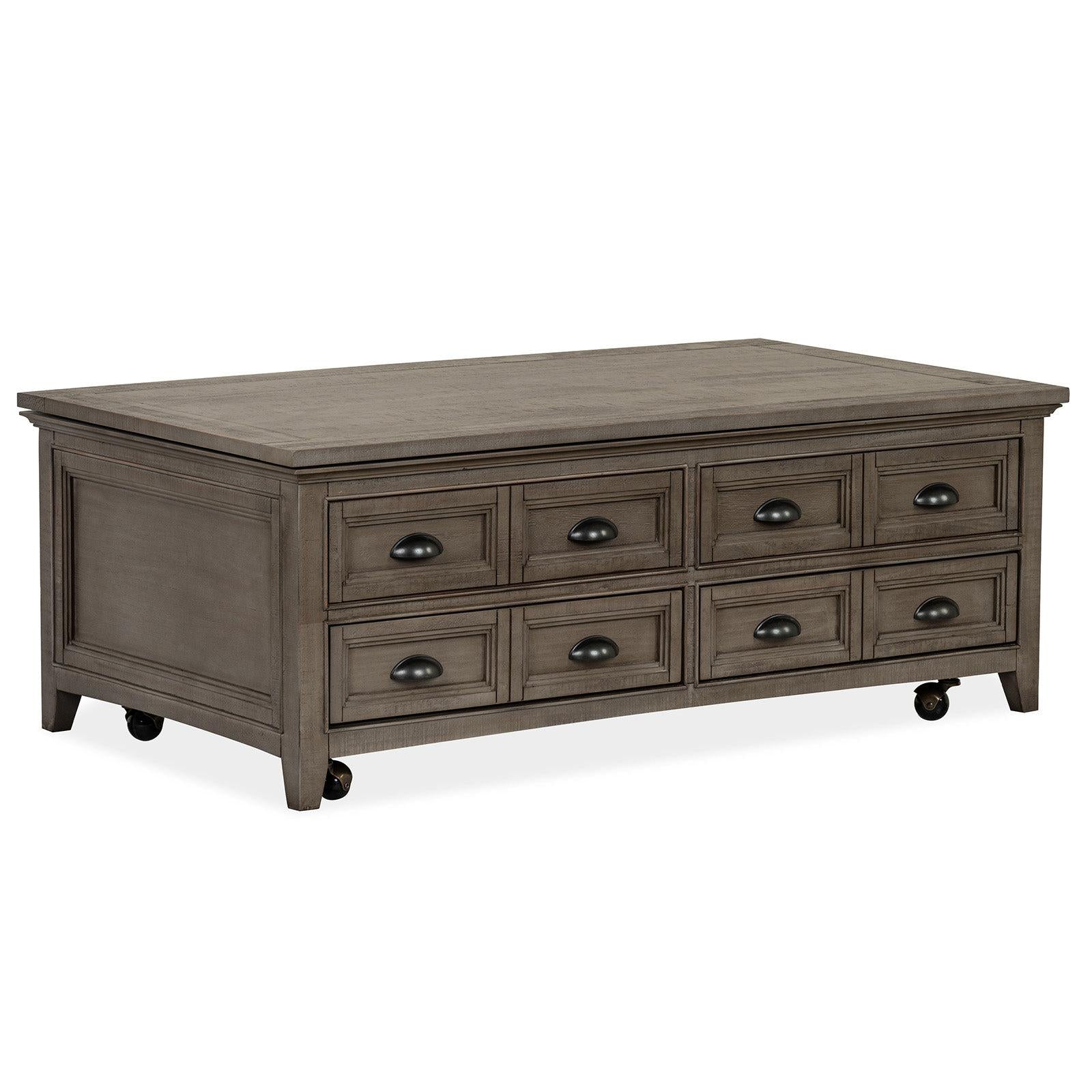 Magnussen Home Paxton Place Dovetail Grey Lift Top Storage Cocktail Table With Casters