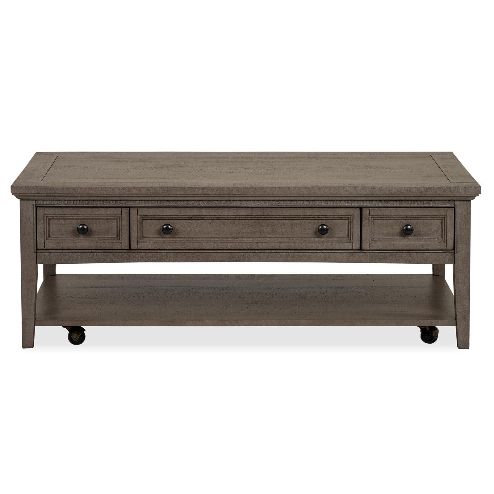 Magnussen Home Paxton Place Dovetail Grey Rectangular Cocktail Table With Casters