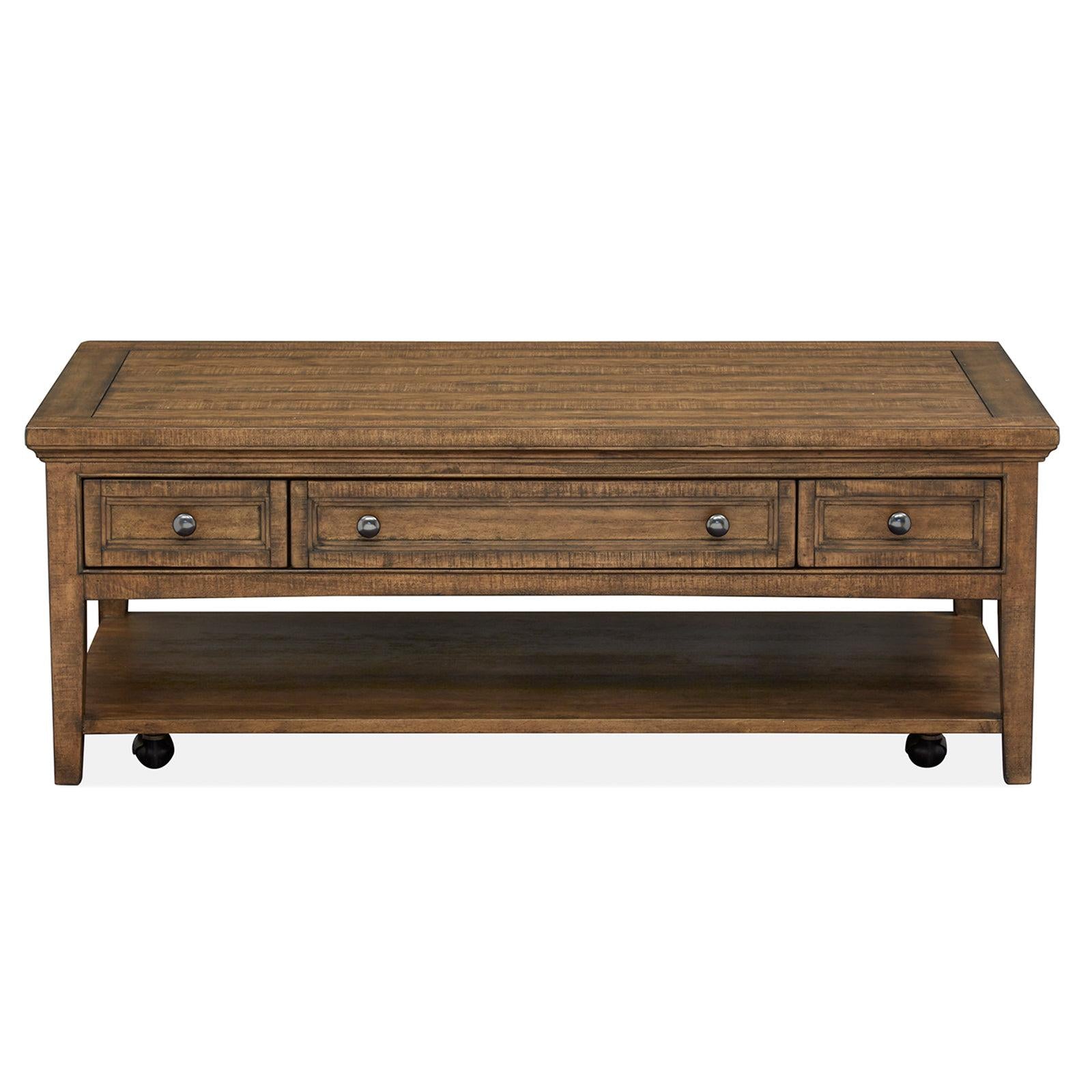 Magnussen Home Bay Creek Toasted Nutmeg Cocktail Table With Casters