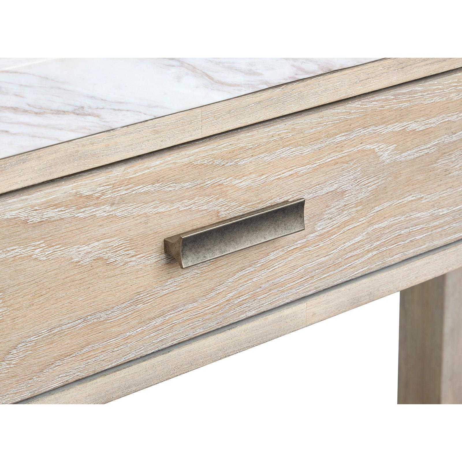 Magnussen Home Preston Gallery Buff And Antique Silver Rectangular Sofa Table