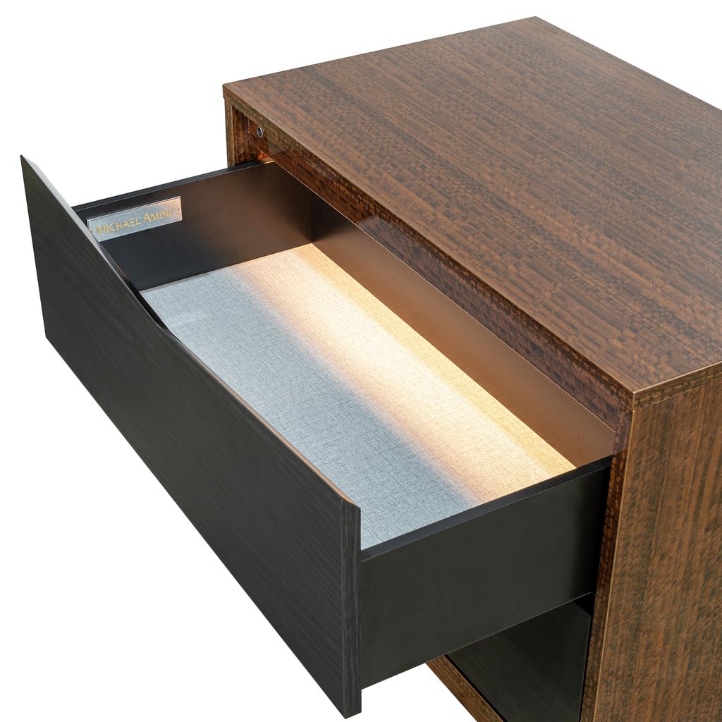 Michael Amini Kayner 2-Drawer Nightstand - Charcoal