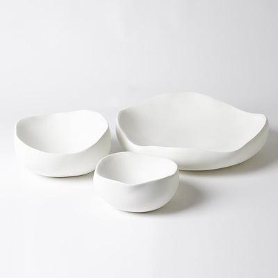 Global Views Matte White Organic Round Bowl
