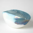 Global Views Ivory Turquoise Feather Swirl Oval Bowl