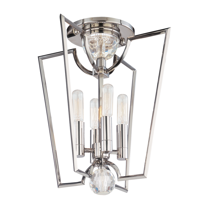 Hudson Valley Lighting Waterloo 4 Light 13 inch Polished Nickel Semi Flush Ceiling Light Clearance