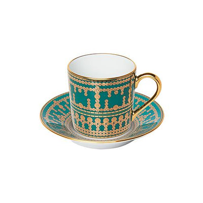 Haviland Tiara Coffee Cup and Saucer - Peacock Blue Gold