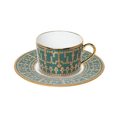 Haviland Tiara Teacup and Saucer - Peacock Blue Gold