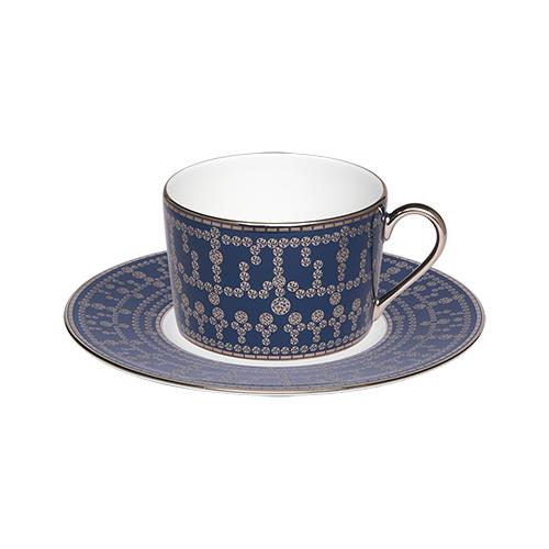 Haviland Tiara Teacup and Saucer - Prussian Blue Platinum