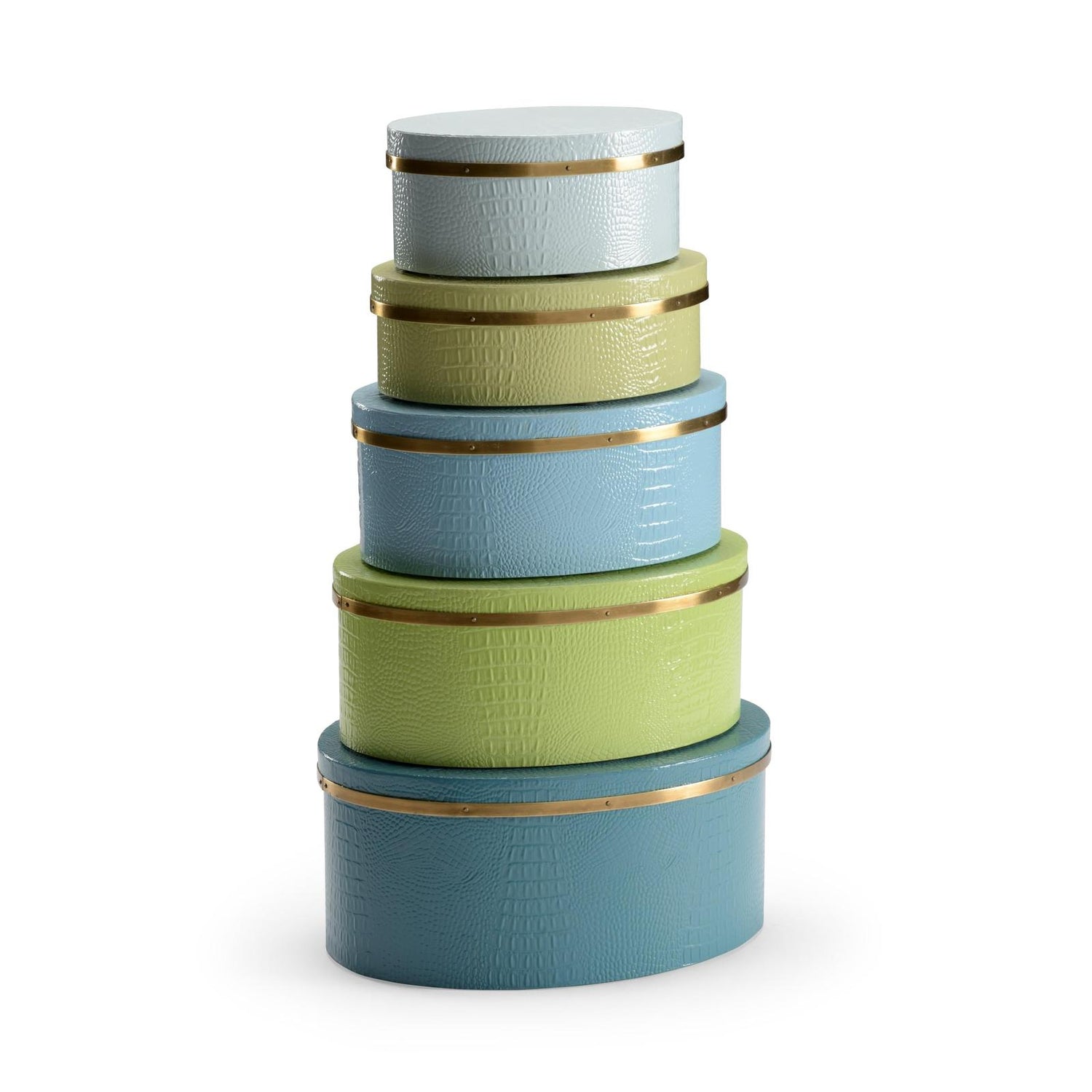Wildwood Oval Blue Green Boxes Set of 5