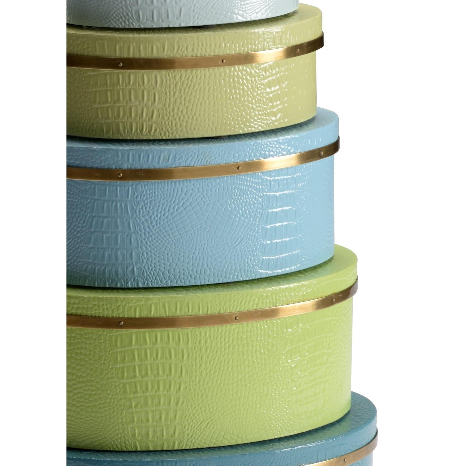 Wildwood Oval Blue Green Boxes Set of 5