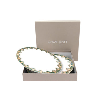 Haviland Reves Du Nil Large Dinner Plates with Small Frieze - Gold - Set of 2