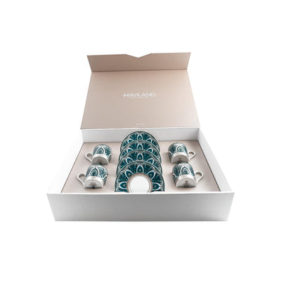 Haviland Reves Du Nil Coffee Cups and Saucers - Platinum