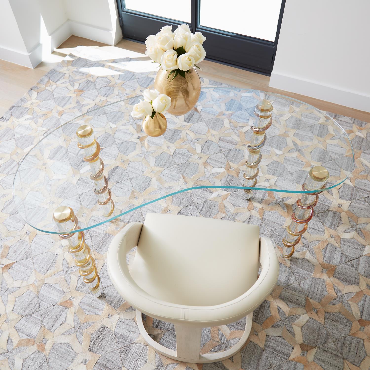 Global Views Kidney Glass Vanity Desk DSC