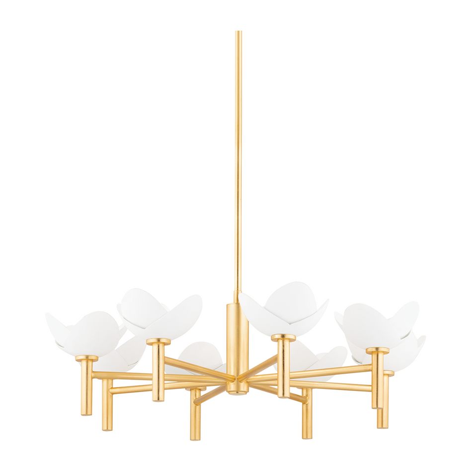 Hudson Valley Lighting Dawson 8 Light 33.75 inch Gold Leaf/White Plaster Chandelier Ceiling Light