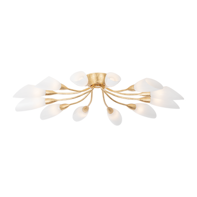 Hudson Valley Lighting Enfield 12 Light 42 inch Vintage Gold Leaf Semi Flush Ceiling Light