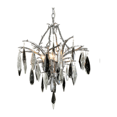 Corbett Nera 4 Light Black Silver Leaf Chandelier Ceiling Light Clearance