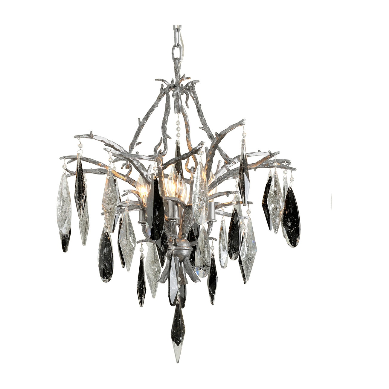 Corbett Nera 4 Light Black Silver Leaf Chandelier Ceiling Light DSC