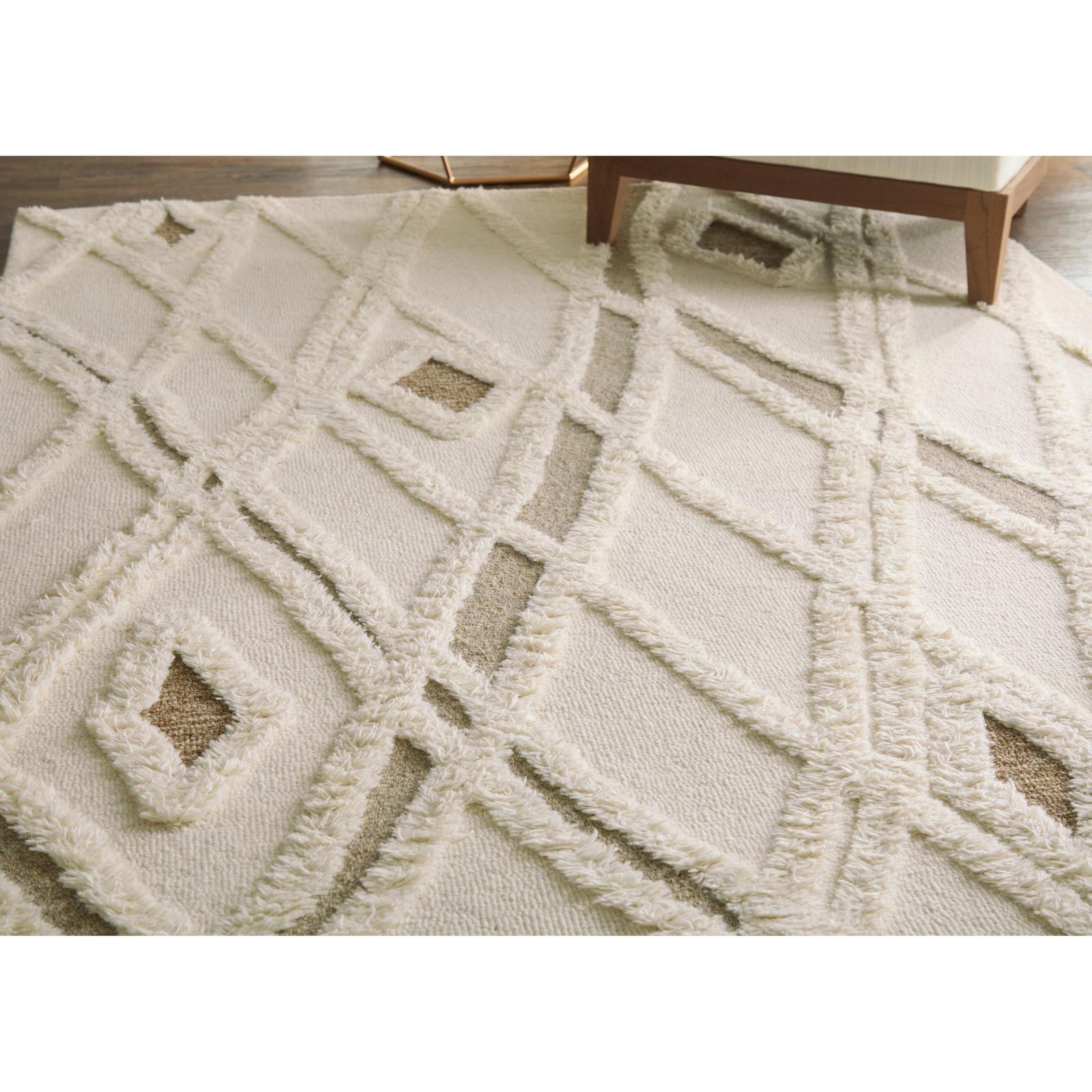 Feizy Anica 8008F Transitional Geometric Rug in Ivory/Taupe/Brown