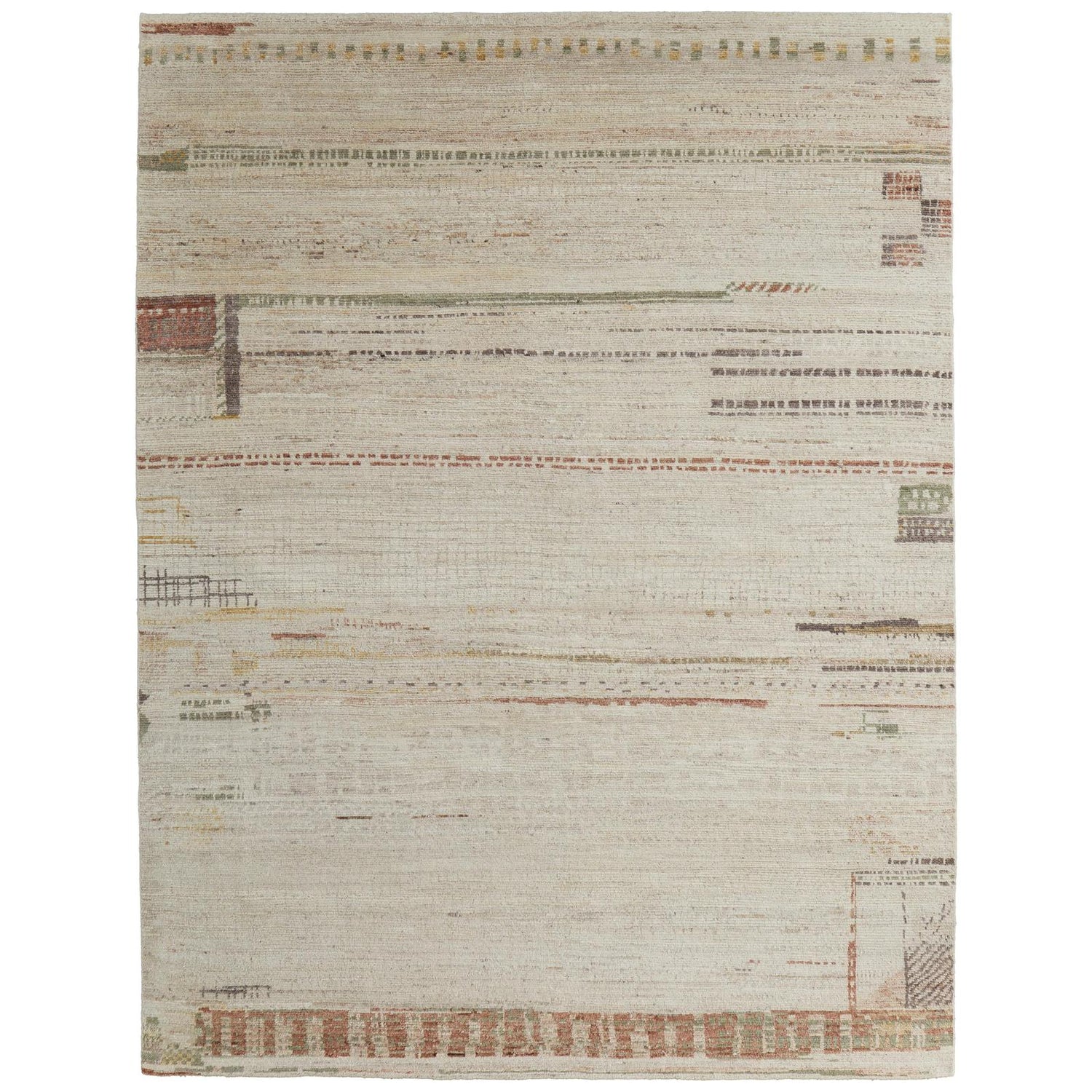 Feizy Kasbah 69G2F Modern Abstract Rug in Tan/Red/Green
