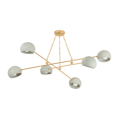 Hudson Valley Lighting Turner 6 Light 60 inch Vintage Gold Leaf/Limewash Plaster Chandelier Ceiling Light