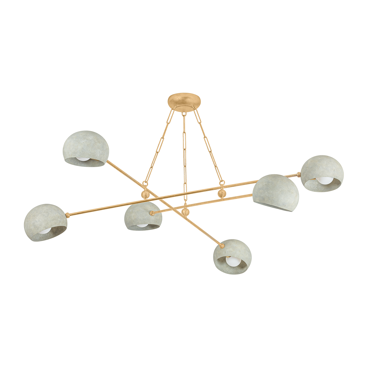 Hudson Valley Lighting Turner 6 Light 60 inch Vintage Gold Leaf/Limewash Plaster Chandelier Ceiling Light
