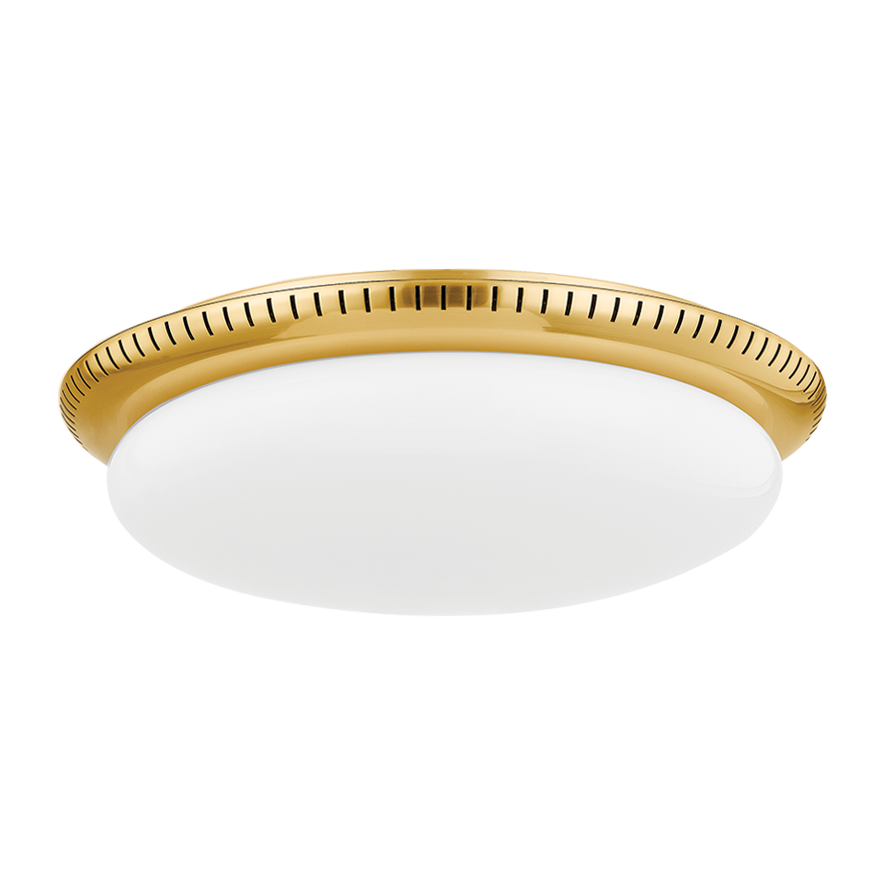 Hudson Valley Lighting North Castle 1 Light 14.25 inch Aged Brass Flush Mount Ceiling Light